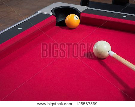 Game of american billiards played on a billiard table for two persons