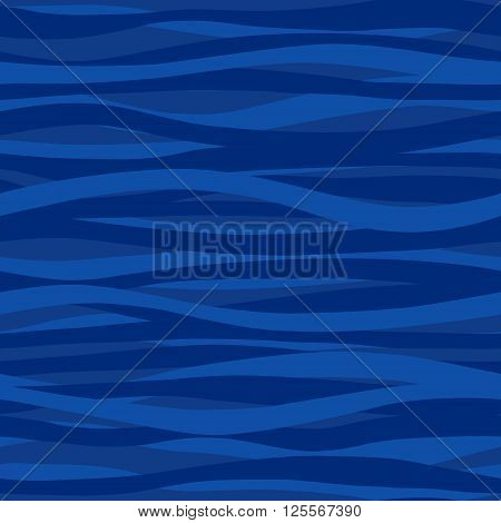 Blue Seamless Pattern With Waves.
