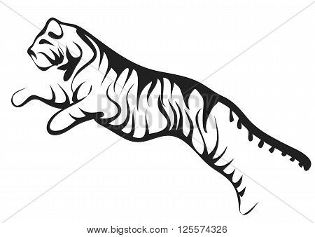 running tiger isolated on a white background