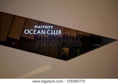 LAS VEGAS, USA - DECEMBER 23: A design element of the Mastros Ocean Club in The Crystals shopping mall at City Center on December 23 2015 in Las Vegas.