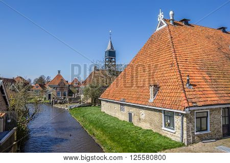Old farm in historical city Hindeloopen Holland