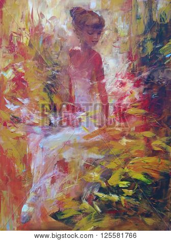 lovely woman handmade oil painting on canvas