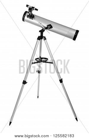 Modern telescope isolated on a white background. Telescope on tripod