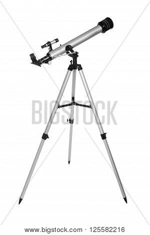 Modern telescope isolated on a white background. Telescope on tripod