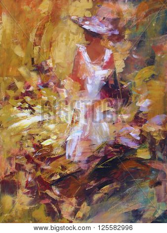 lovely woman handmade oil painting on canvas