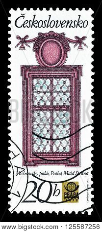 CZECHOSLOVAKIA - CIRCA 1977 : Cancelled postage stamp printed by Czechoslovakia, that shows window at Michna palace.
