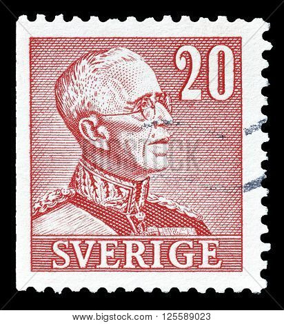 SWEDEN - CIRCA 1940 : Cancelled postage stamp printed by Sweden, that shows king Gustaf.