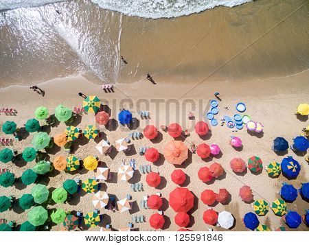 Top View of Umbrellas in a Beach