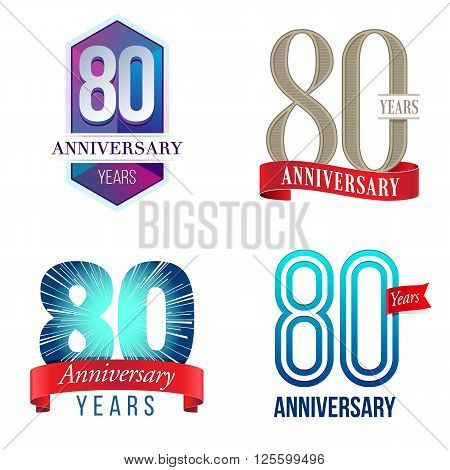 A Set of Symbols Representing an 80 Years Anniversary/Jubilee Celebration