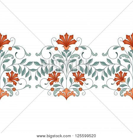 Seamless border with oriental pattern. 10 eps.