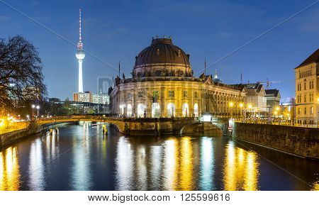 Bodemuseum and Museumsinsel in Berlin by night