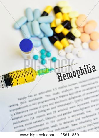 Syringe with drugs for hemophilia disease treatment