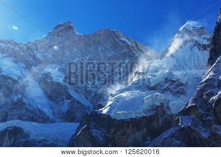 Scenic view of Jannu peak, Kanchenjunga Region, Himalayas, Nepal.