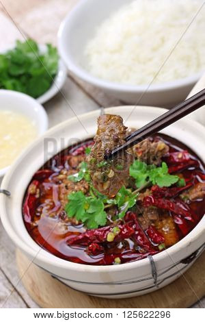 shui zhu, sliced beef in hot chili oil, chinese sichuan cuisine