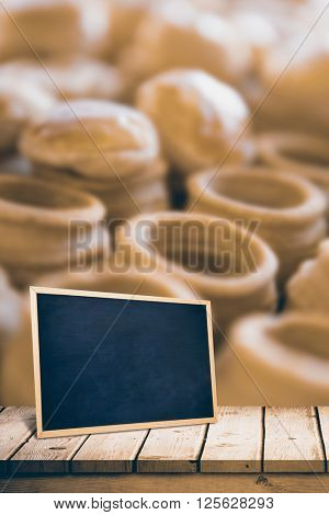 chalkboard against close up of delicious vol-au-vent