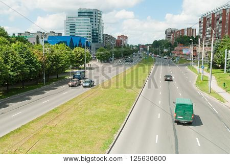 Kaliningrad, Russia - July 1, 2010: Urban view onto Moskovskiy prospekt