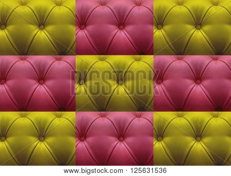 Arrangement of Leather upholstery of a magnificent sofa