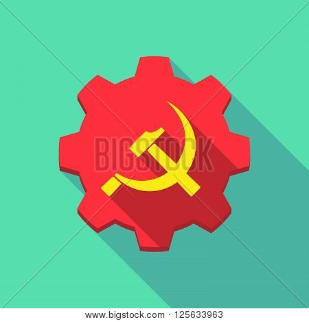 Long Shadow Gear Icon With  The Communist Symbol
