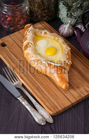 Acharuli Khachapuri. Georgian Bread Cheese And Egg