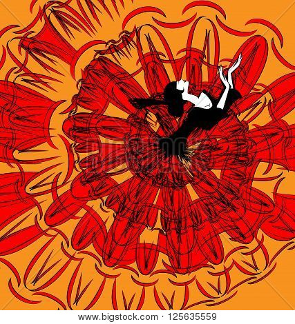 abstract image of dancing black-red Spanish girl