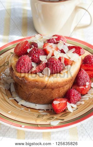 Curd Pudding With Berries Honey And Almonds