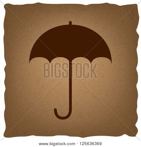 Umbrella sign icon. Rain protection symbol. Flat design style. Coffee style on old paper.