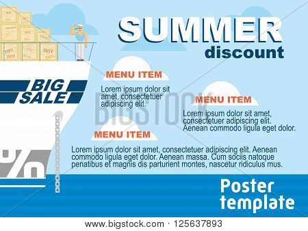 Big sale, discound. Logistic concept flat banners set of maritime rail. business brochure flyer design layout template in A4 size