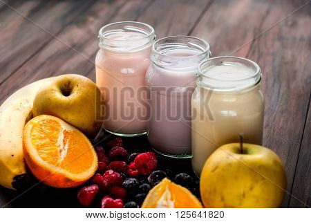 Healthy Yogurts With Mix Of Berries