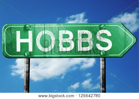 hobbs road sign on a blue sky background