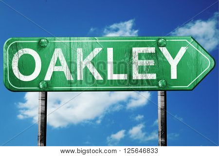 oakley road sign on a blue sky background