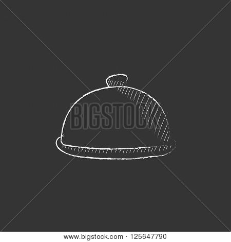 Restaurant cloche. Drawn in chalk icon.