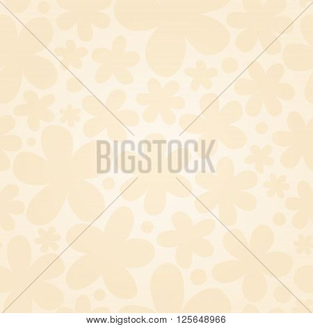 Beige Seamless Pattern With Simple Flowers.
