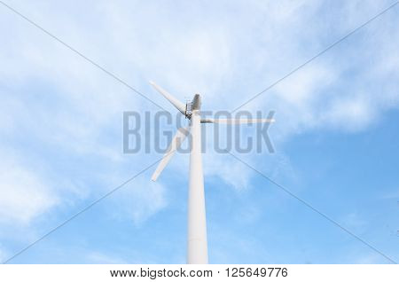Wind turbine on the top of the mountain to produce clean energy