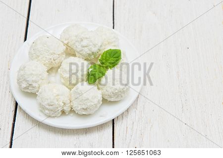 Homemade candies with coconut