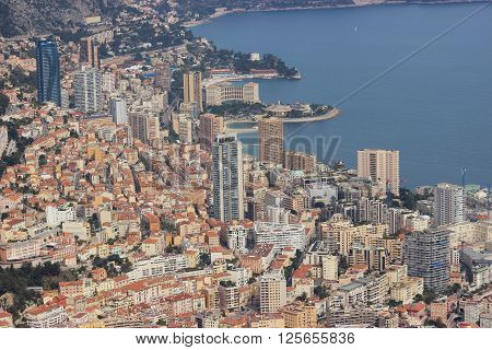 Aerial view of the Principality of Monaco - Monte-Carlo Beausoleil Le Larvotto
