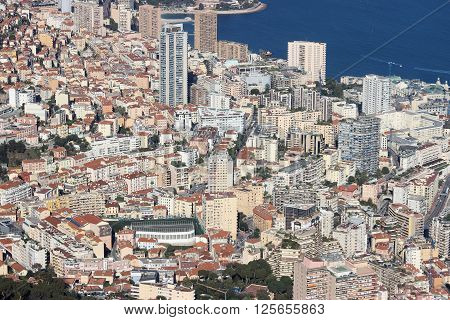 Aerial view of the Principality of Monaco - Monte-Carlo Beausoleil Le Larvotto