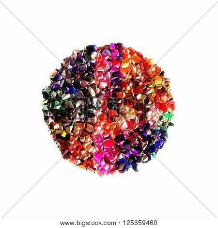 polygonal sun abstraction, polygonal earth, poly round design, diamond planet abstraction, many polygonal shapes in one round construction