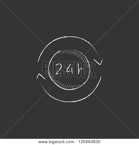 Service 24 hrs. Drawn in chalk icon.