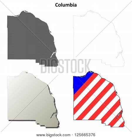 Columbia County, Oregon blank outline map set