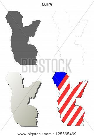 Curry County, Oregon blank outline map set