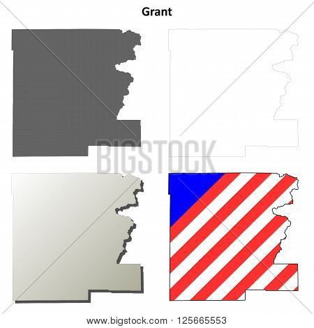 Grant County, Oregon blank outline map set