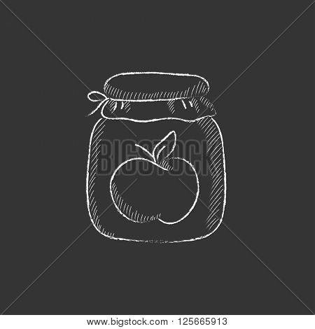 Apple jam jar. Drawn in chalk icon.