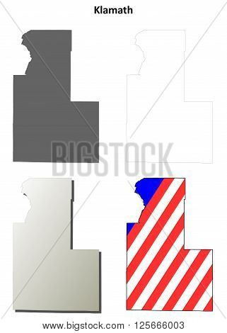 Klamath County, Oregon blank outline map set