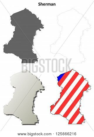 Sherman County, Oregon blank outline map set