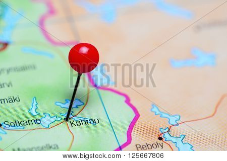Kuhmo pinned on a map of Finland