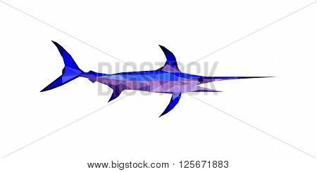 colorful vector illustration of low poly swordfish