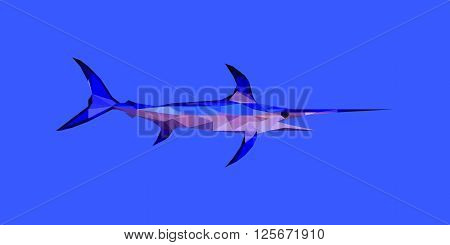 colorful vector illustration of low poly swordfish