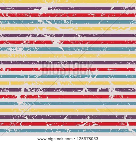 Grunge horizontal striped pattern in retro style. Coloful vector illustration for your design