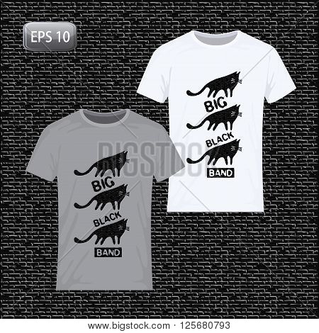 Invasion of the black cats. Vector retro design for printing on T-shirts. Vector illustration.