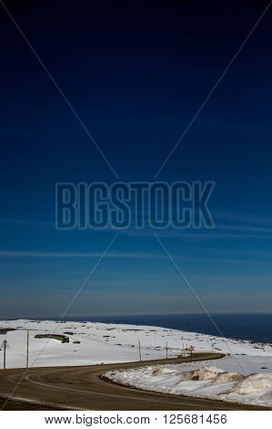 snow road in the top of the mountain